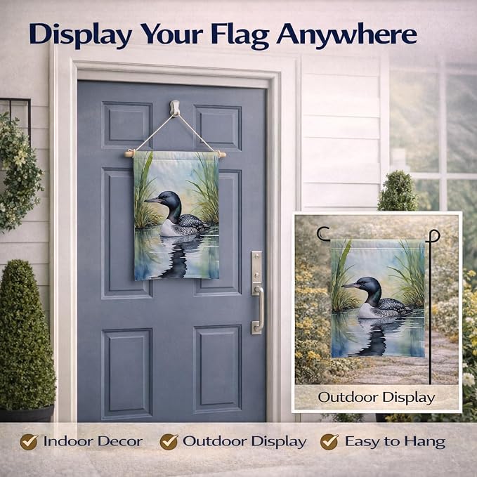 Caroline's Treasures Minnesota Common Loon Garden Flag Mailbox Flag Decorative Yard Flag Banner Outside Patio Artwork Yard Flower Beds, Garden Size, Multicolor