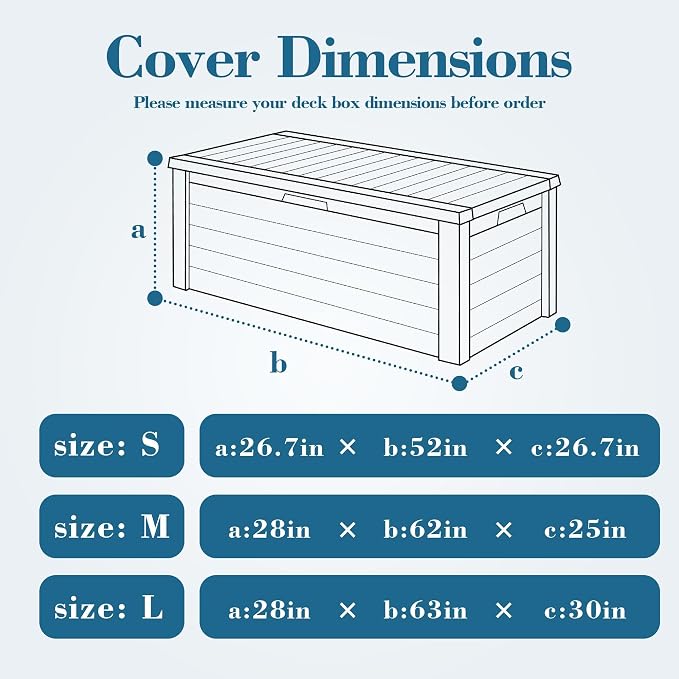 Himal Deck Box Cover, Waterproof 600D Oxford, 62 x 28 x 25 in | Heavy-Duty 600D Fabric, Waterproof Protection, UV Resistant, Outdoor Storage Cover, Waterproof Outdoor Furniture Covers