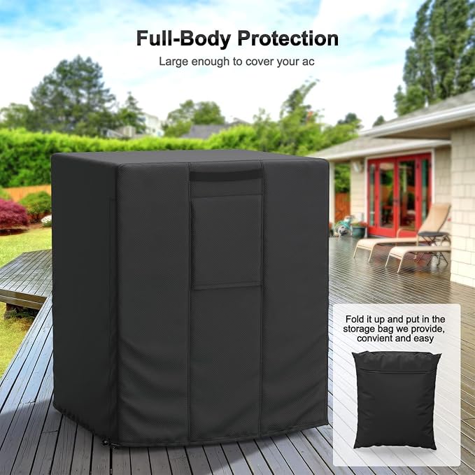 Mrrihand Central Air Conditioner Cover for Outside Units Waterproof Heavy Duty AC Unit for Outdoor Large AC Cover for Winter (34"X34"X38")-Balck