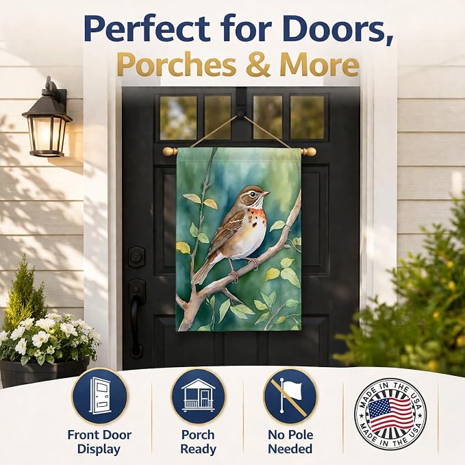 Caroline's Treasures Vermont Hermit Thrush House Flag Large Porch Sleeve Pole Decorative Outside Yard Banner Artwork Wall Hanging, Polyester, House Size, Multicolor