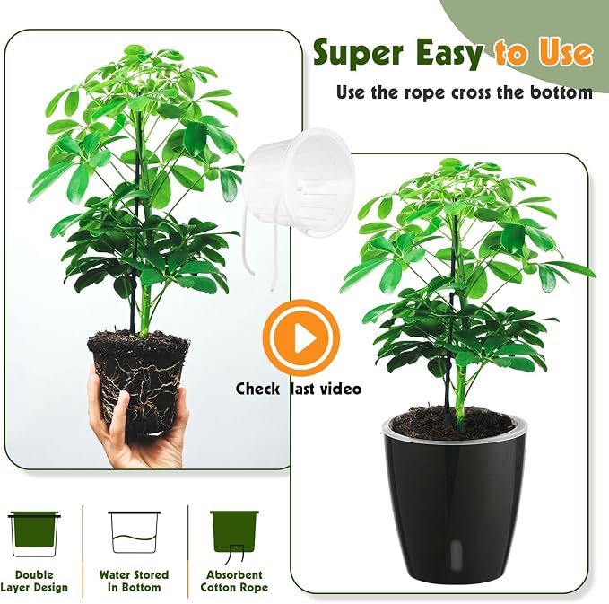 Self-Watering Pots for Indoor Plants, 8-Pack Self Watering Planter with Drainage Holes, Small African Violet Pots with Water Indicator, 5-Pack 5''/3-Pack 6.7'' Orchid Pot, Black