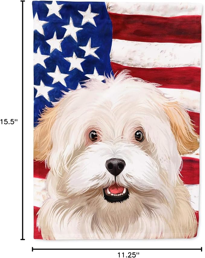 Caroline's Treasures CK6394GF Alpine Spaniel American Flag Garden Flag Mailbox Flag Decorative Yard Flag Banner Outside Patio Artwork Yard Flower Beds, Garden Size, Multicolor