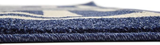 Unique Loom Athens Collection Classic Geometric Modern Border Design Area Rug (5' 0 x 8' 0 Rectangular, Navy Blue/ Beige)