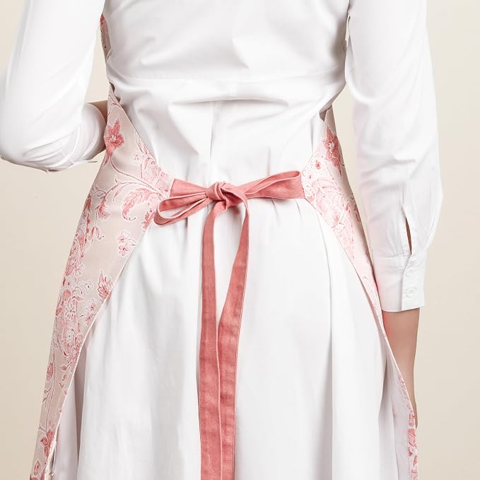 Maison d' Hermine Aprons for women with Pocket 100% Cotton (27.50"x31.50") | Adjustable Neck Strap & long ties Apron Men Chef Wedding Cooking Gardening Server Maid