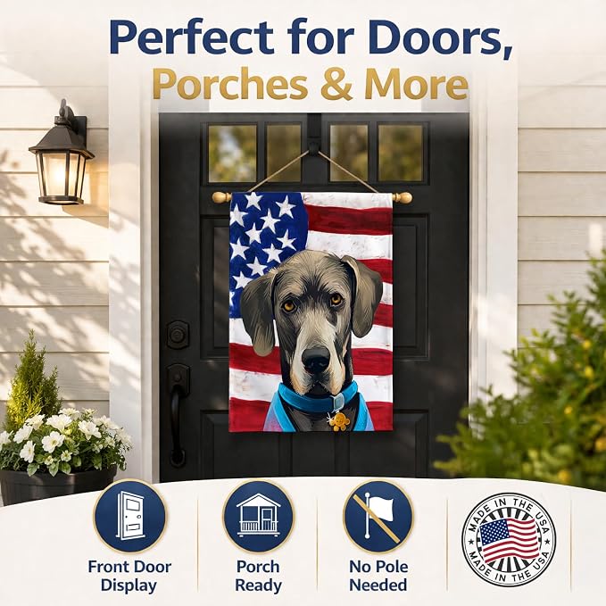 Caroline's Treasures CK6546CHF Great Dane Dog American Flag House Flag Large Porch Sleeve Pole Decorative Outside Yard Banner Artwork Wall Hanging, Polyester, House Size, Multicolor