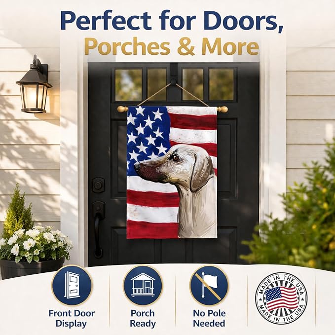 Caroline's Treasures CK6710CHF Sloughi Dog American Flag House Flag Large Porch Sleeve Pole Decorative Outside Yard Banner Artwork Wall Hanging, Polyester, House Size, Multicolor
