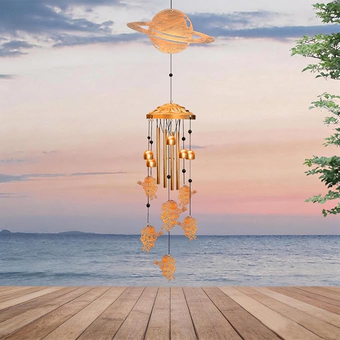 Astronaut Wind Chimes for Outside - Planet Shape Windchimes Outdoors, Memorial Astronauts Space Gifts, Metal Astronauts Planets Wind Chime Decorations, for Home/Porch/Yard/Garden/Decor