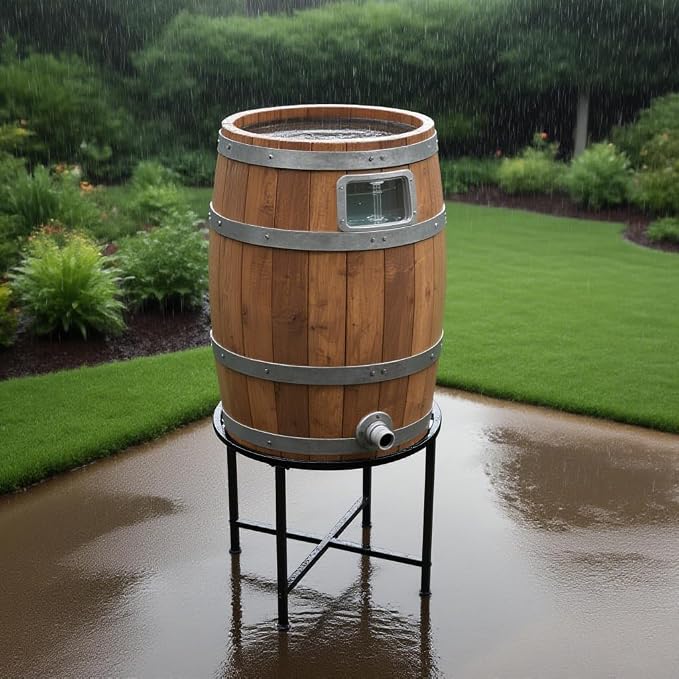 Heavy Duty Stainless Steel Rain Barrel Stand,1200lb Capacity Water Collection Barrel Stand,Rust-Proof & Weatherproof, Fits 45/50/55 Gallon Plastic Outdoor Rain Barrels