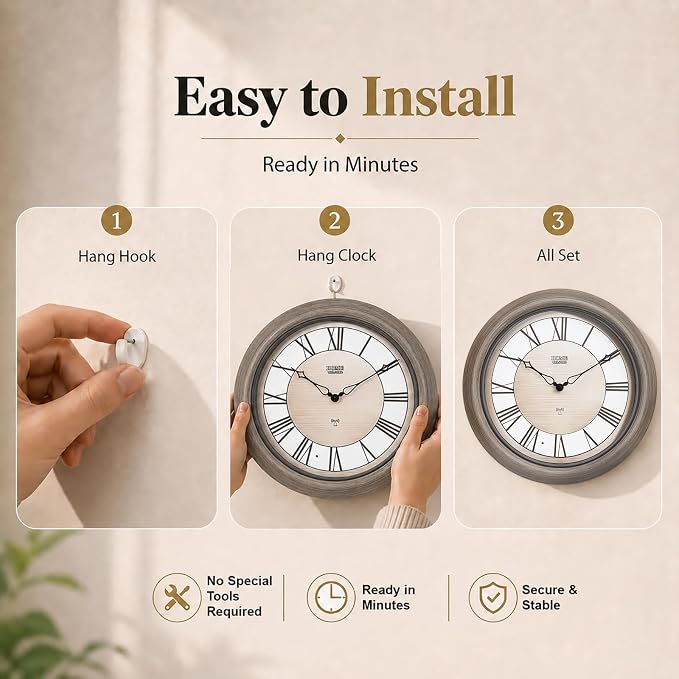 Pytha Sight 18 Inch Outdoor Clocks Waterproof, Atomic Analog Large Roman Numerals Outdoor Wall Clock with Light Sensor, Silent Non-Ticking Outdoor Clock for Patio Garden Porch Pool