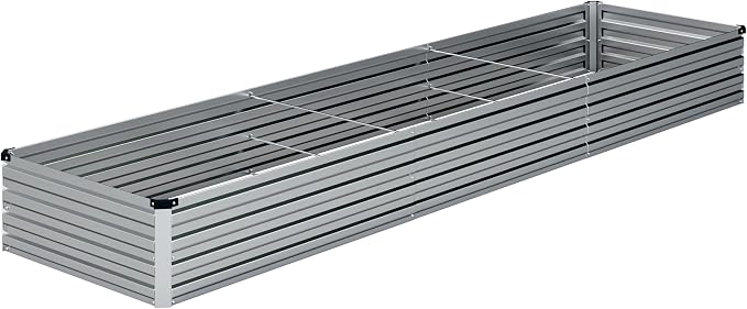 DIIYIV 12x2x1FT Galvanized Raised Garden Bed Kit,Vegetable Boxes-Rectangle Metal Flower Box,Large Planter Raised Beds Outdoor Garden for Planting,Fruit,Herb-Silver