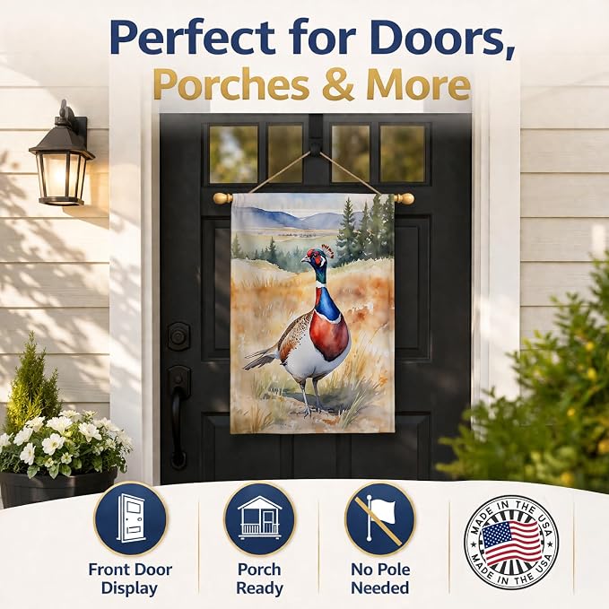 Caroline's Treasures South Dakota Ringnecked Pheasant House Flag Large Porch Sleeve Pole Decorative Outside Yard Banner Artwork Wall Hanging, Polyester, House Size, Multicolor
