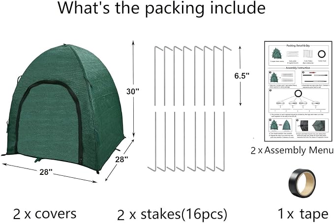 Winter Plant Covers for Snow and Ice Protection Shrub Cover Freeze Protection Plant Tent Protect Outdoor Plant and Potted Plant from Snow Frost Sun and Animal with Zipper Door 28*28*30 (2Packs)
