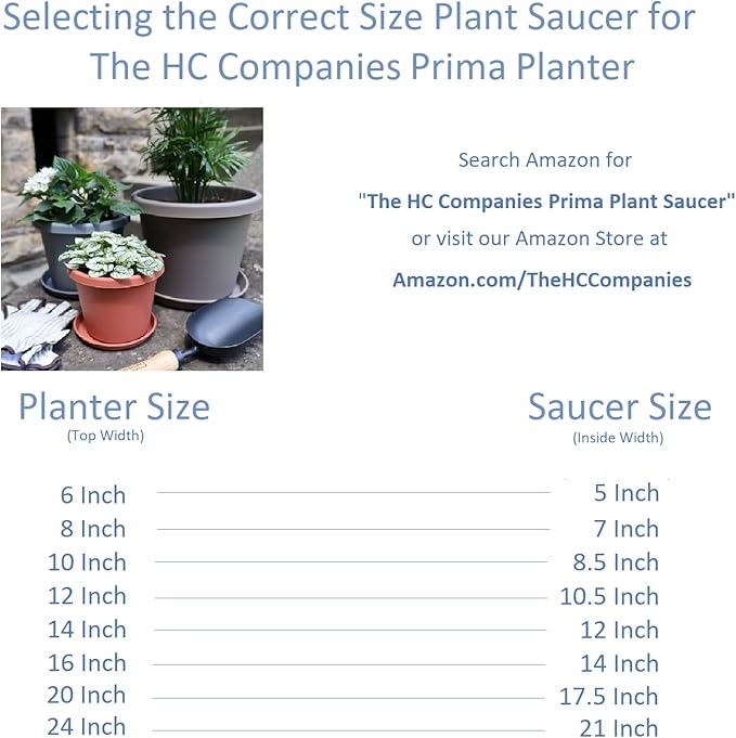 The HC Companies Round Prima Flower Pot Saucers - Plastic Plant Saucer for Outdoors & Indoors - Traditional Plant Pot Trays for Water Drainage -Durable Plant Tray (12-inch Honey, Pack of 1)