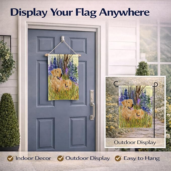 Caroline's Treasures SS8014GF Golden Retriever Garden Flag Mailbox Flag Decorative Yard Flag Banner Outside Patio Artwork Yard Flower Beds, Garden Size, Multicolor