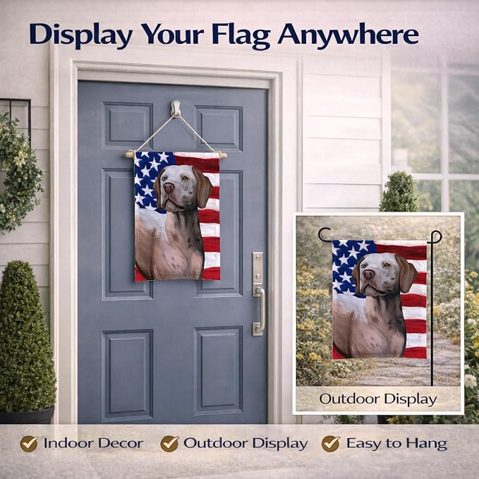 Caroline's Treasures CK6458GF Braque du Bourbonnais American Flag Garden Flag Mailbox Flag Decorative Yard Flag Banner Outside Patio Artwork Yard Flower Beds, Garden Size, Multicolor