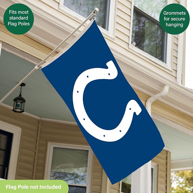 NFL Indianapolis Colts 3 x 5 Outdoor Durable House Flag with Grommets | Sport Team Flag & Banner | Indoor Wall Decor Flag for Room | Works with Flag Poles for Outside House
