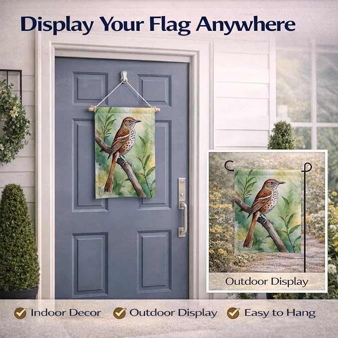 Caroline's Treasures Georgia Brown Thrasher Garden Flag Mailbox Flag Decorative Yard Flag Banner Outside Patio Artwork Yard Flower Beds, Garden Size, Multicolor