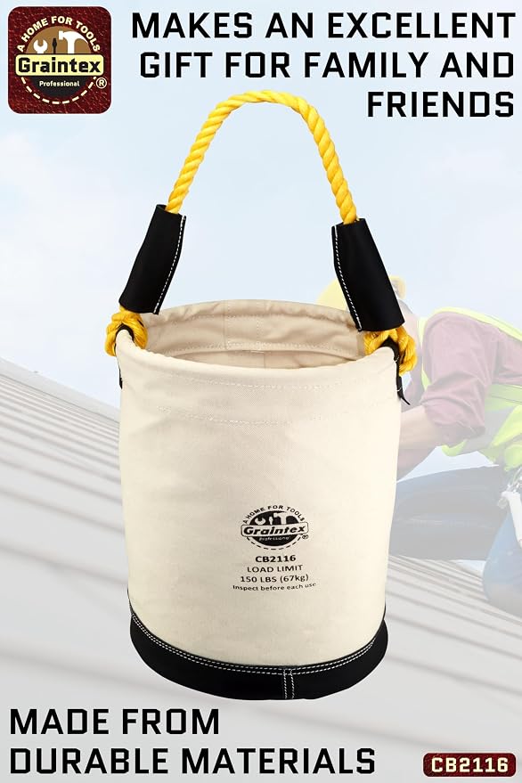 Graintex CB2116 Utility Canvas Bucket Leather Bottom