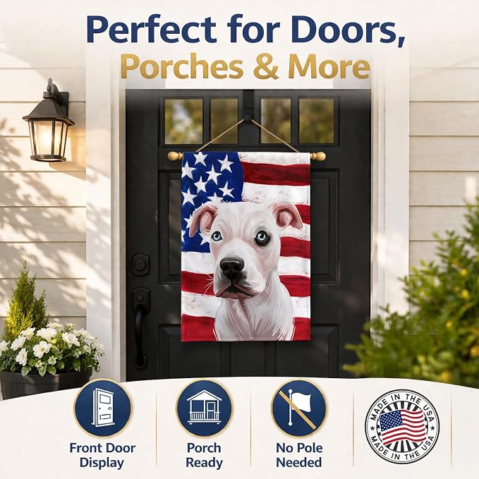 Caroline's Treasures CK6555CHF Guatemalan Dogo Dog American Flag House Flag Large Porch Sleeve Pole Decorative Outside Yard Banner Artwork Wall Hanging, Polyester, House Size, Multicolor