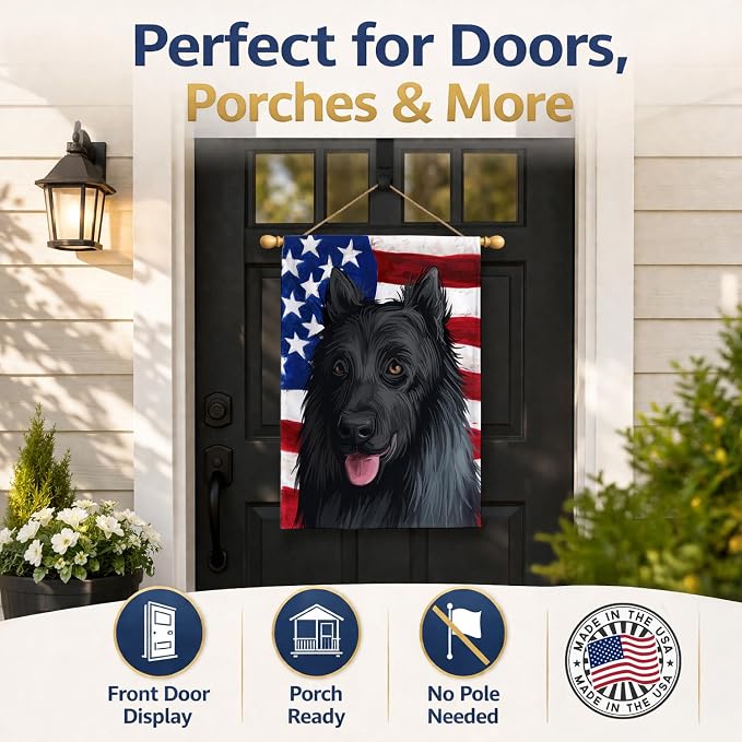 Caroline's Treasures CK6592CHF King Shepherd American Flag House Flag Large Porch Sleeve Pole Decorative Outside Yard Banner Artwork Wall Hanging, Polyester, House Size, Multicolor