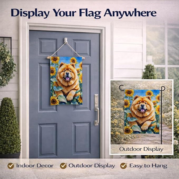Caroline's Treasures DAC6055GF Chow Chow in Sunflowers Garden Flag Mailbox Flag Decorative Yard Flag Banner Outside Patio Artwork Yard Flower Beds, Garden Size, Multicolor