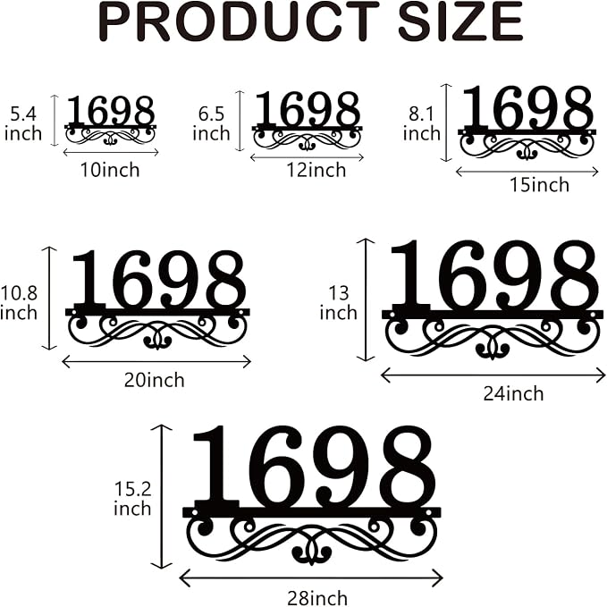 Personalized Metal Address Plaque, Custom House Numbers for Outside, Elegant Nameplate for Yard and Front Door Decor, Weatherproof Wall Sign, Housewarming Gift