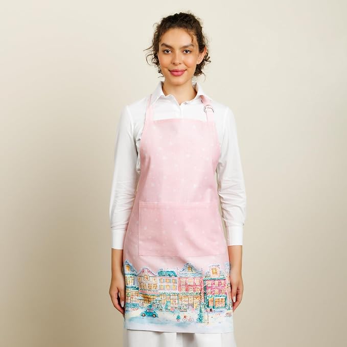 Maison d' Hermine Aprons for women with Pocket 100% Cotton (27.50"x31.50") | Adjustable Neck Strap & long ties Apron Men Chef Wedding Cooking Gardening Server Maid