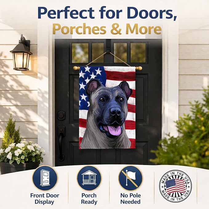 Caroline's Treasures CK6491CHF Cimarron Dog American Flag House Flag Large Porch Sleeve Pole Decorative Outside Yard Banner Artwork Wall Hanging, Polyester, House Size, Multicolor