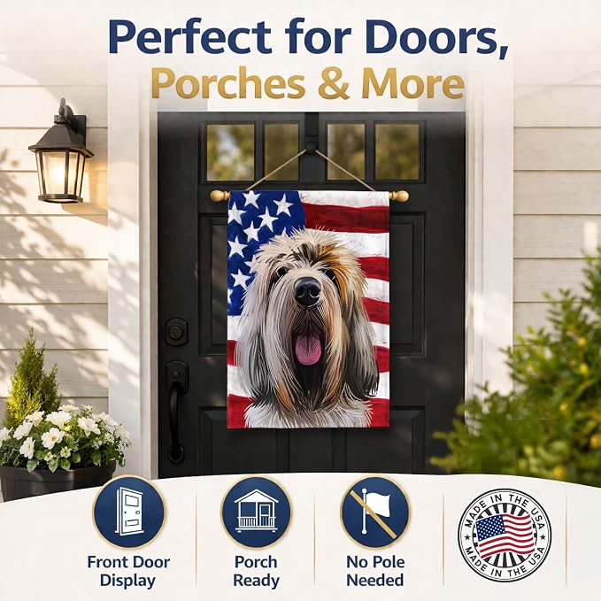 Caroline's Treasures CK6545CHF Grand Griffon Vendeen Dog American Flag House Flag Large Porch Sleeve Pole Decorative Outside Yard Banner Artwork Wall Hanging, Polyester, House Size, Multicolor