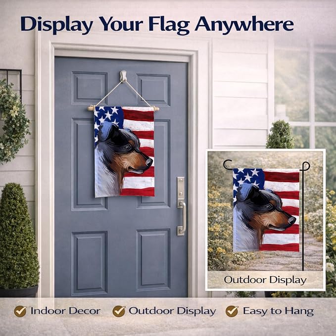 Caroline's Treasures CK6672GF Ratonero Bodeguero Andaluz American Flag Garden Flag Mailbox Flag Decorative Yard Flag Banner Outside Patio Artwork Yard Flower Beds, Garden Size, Multicolor