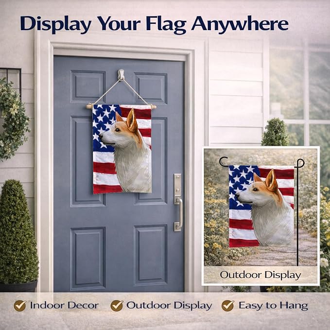 Caroline's Treasures CK6628GF Norrbottenspets Dog American Flag Garden Flag Mailbox Flag Decorative Yard Flag Banner Outside Patio Artwork Yard Flower Beds, Garden Size, Multicolor