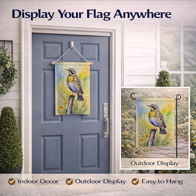 Caroline's Treasures Montana Western Meadowlark Garden Flag Mailbox Flag Decorative Yard Flag Banner Outside Patio Artwork Yard Flower Beds, Garden Size, Multicolor