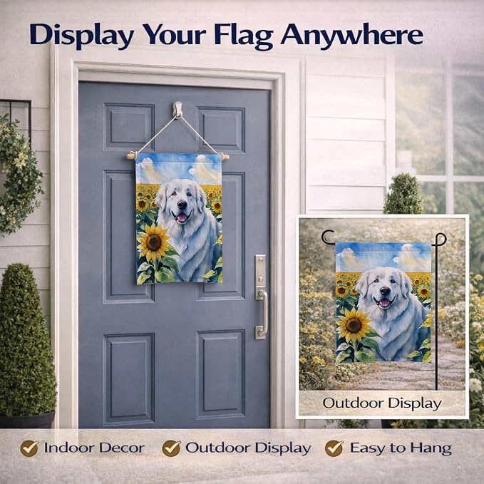 Caroline's Treasures DAC6093GF Great Pyrenees in Sunflowers Garden Flag Mailbox Flag Decorative Yard Flag Banner Outside Patio Artwork Yard Flower Beds, Garden Size, Multicolor