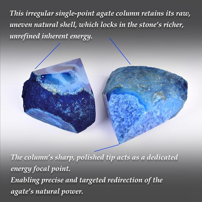 Large Agate Irregular Wand 1.7-2.2 Lbs Dyed Blue for Ocean Style Calm Home Corner Outdoor Garden Decorative Stone