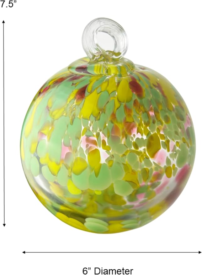 Dale Tiffany Hand Blown Glass, 6" Diameter Blossom, Tree of Life Collection, Witch Globe Hanging Garden Indoor/Outdoor Decorative Ornament Gazing Ball