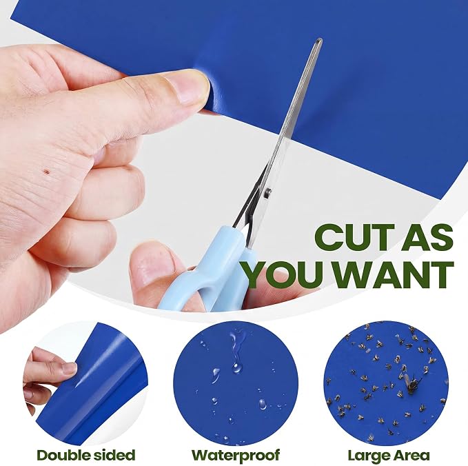 Qualirey 100 Pcs Blue Sticky Traps for Gnats, 6 x 8 Inch Dual Sided Gnat Traps for Indoor Outdoor Plants, Fungus Gnat Sticky Cards for Fruit Flies Whiteflies Thrips, Twist Ties and Plastic Holders
