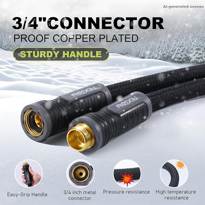Relxitl Garden Hose, Flexible Water Hose, Ultra Lightweight Non-Expanding hose with 10 Function Sprayer, Leak proof, Pressure Resistant for Yard, Outdoor (Black, 100FT)