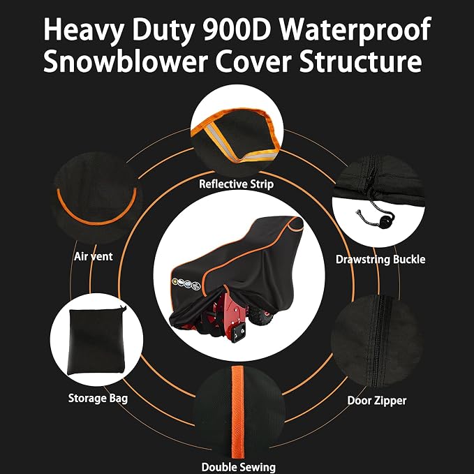 Snow Blower Cover-900D Snow Blower Covers Waterproof Outdoor Heavy Duty Universal Snowblower/Thrower Cover Universal Fit for Ego ,Ariens, Honda, Ryobi ,Toro,Cub Cadet and Powersmart