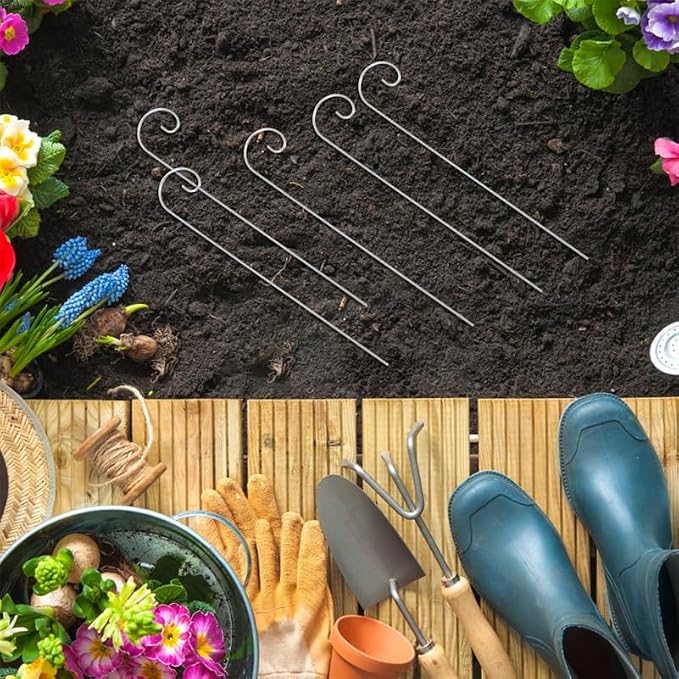 20pcs Plant Tag Pole Floral Sticks for Arrangements - 30cm Shepherds Hooks for Outdoor Floral Card Holder - Outdoor Shepherds Hook for Bird Feeder Silver