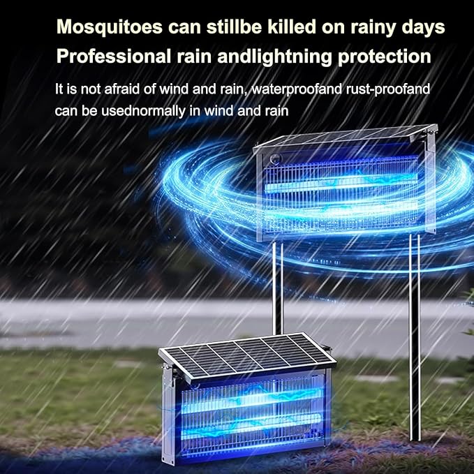 Solar Bug Zapper Outdoor, Mosquito Repellent Outdoor Patio, Waterproof Portable Fly Zapper, High Powerer 4500V Solar Mosquito Zappers for Home, Patio, Camping