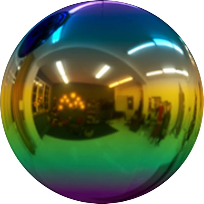 15 inch Diameter Gazing Ball,Rainbow Stainless Steel Polished Reflective Smooth Garden Sphere Globe Mirror,Colorful and Shiny Addition to Any Garden or Home