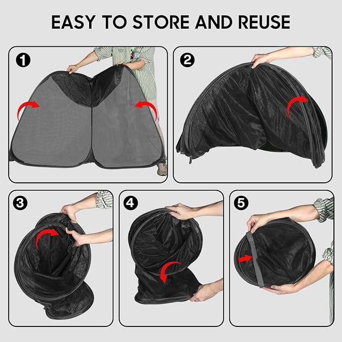 Pop Up Mesh Plant Cover, 35.4x35.4x38.2 Inch No Build Protection Against Insects Garden Netting, Raised Bed Cover for Barrier Against Insects for Vegetable Plant Fruit Animals-Black