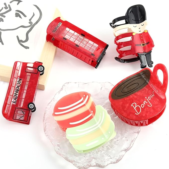 Personalized London Icon British Bus Hair Calw Clip,Fun Acetate Hair Claw for Women Girls Hair Accessories Gift