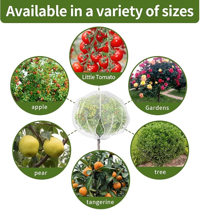 1 Pack Extra-Large Fruit Tree Netting Covers for Birds and Squirrels(15X15ft) –Bird Nets for Fruit Trees with Zipper and Drawstring, Extra Large Durable Mesh Garden Netting to Protect Fruit Trees