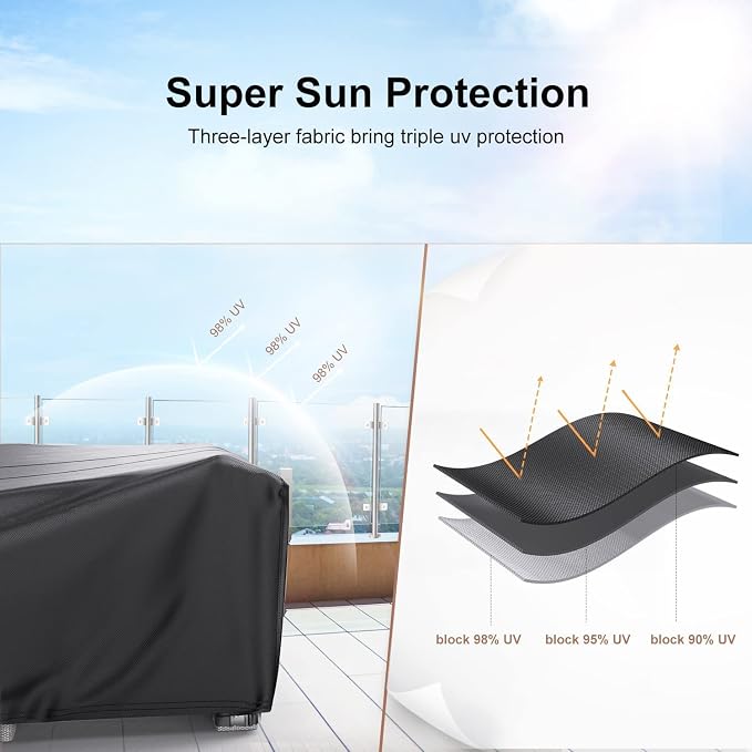 Mrrihand Heavy Duty Patio Furniture Covers, Outdoor Furniture Covers Waterproof Sectional Sofa Set, Patio Table and Chair Set Cover 78" L× 62" W× 30" H