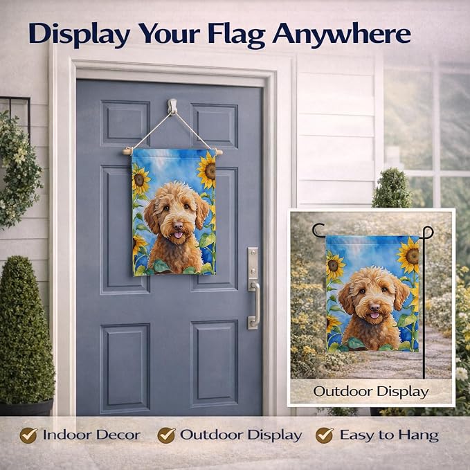 Caroline's Treasures DAC6113GF Labradoodle in Sunflowers Garden Flag Mailbox Flag Decorative Yard Flag Banner Outside Patio Artwork Yard Flower Beds, Garden Size, Multicolor