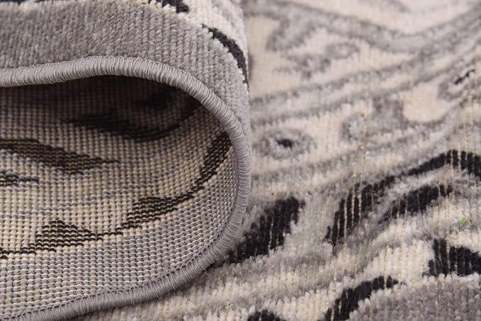 Unique Loom Williamsburg Collection Traditional Border with Dotted Center Area Rug, Round 8' 0" x 8' 0", Gray/Beige