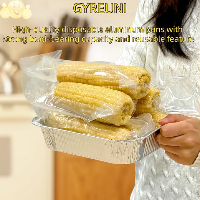Gyreuni 30 Pack Disposable Aluminum Foil Loaf Pans with Lids Stickers and Parchment Paper Sheets-8" X 8" Disposable Square Baking Cake Pans-Aluminum Foil Tins Portable Food Containers Kit