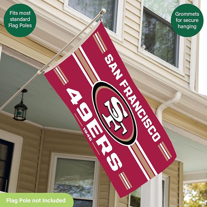 NFL San Francisco 49ers Vintage Flag | 3 x 5 Estate Flag with Grommets | Heavy Duty Banner for Outdoor Garden Patio Decoration | Indoor Wall Decor for Room | Works with Flag Poles for Outside House (San Francisco 49ers-Vintage)