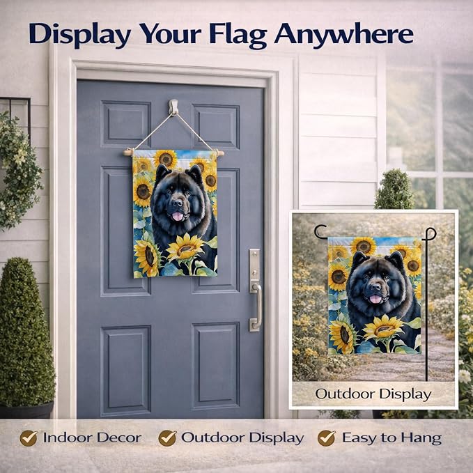 Caroline's Treasures DAC6054GF Chow Chow in Sunflowers Garden Flag Mailbox Flag Decorative Yard Flag Banner Outside Patio Artwork Yard Flower Beds, Garden Size, Multicolor